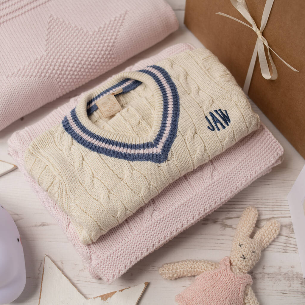 Image of Baby Girl Cricket Jumper And Blanket Gift Set