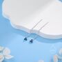 Sterling Silver Sapphire Blue Trio Flower Cz Threader Earrings, thumbnail 5 of 11