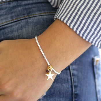 Personalised Gold Plated Star Beaded Charm Bracelet, 4 of 10