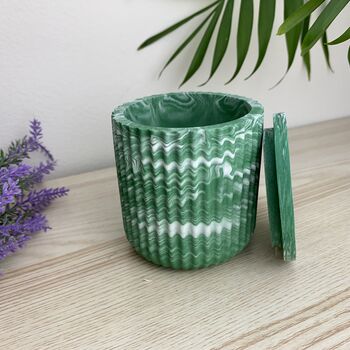 Emerald Green Ridged Storage Pot With Lid, 2 of 6