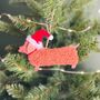 Personalised Sausage Dog Wood And Wool Decoration, thumbnail 2 of 3