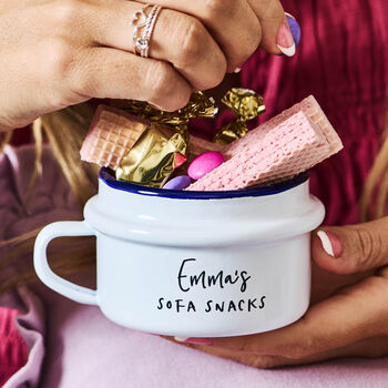 Sofa Snacks Personalised Enamel Snack Pot, 5 of 6