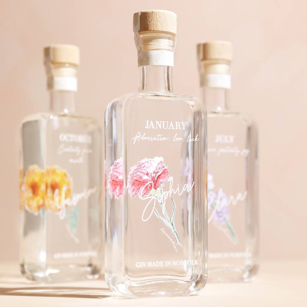 Personalised 20cl Birth Flower Gin, 1 of 9