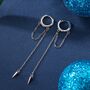 Sterling Silver Dangling Spike Chain Huggie Hoop Earrings, thumbnail 1 of 10