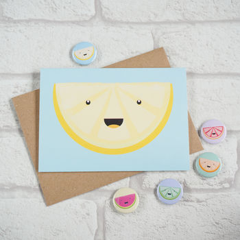 Cute Lemon Slice Greeting Card, 3 of 4