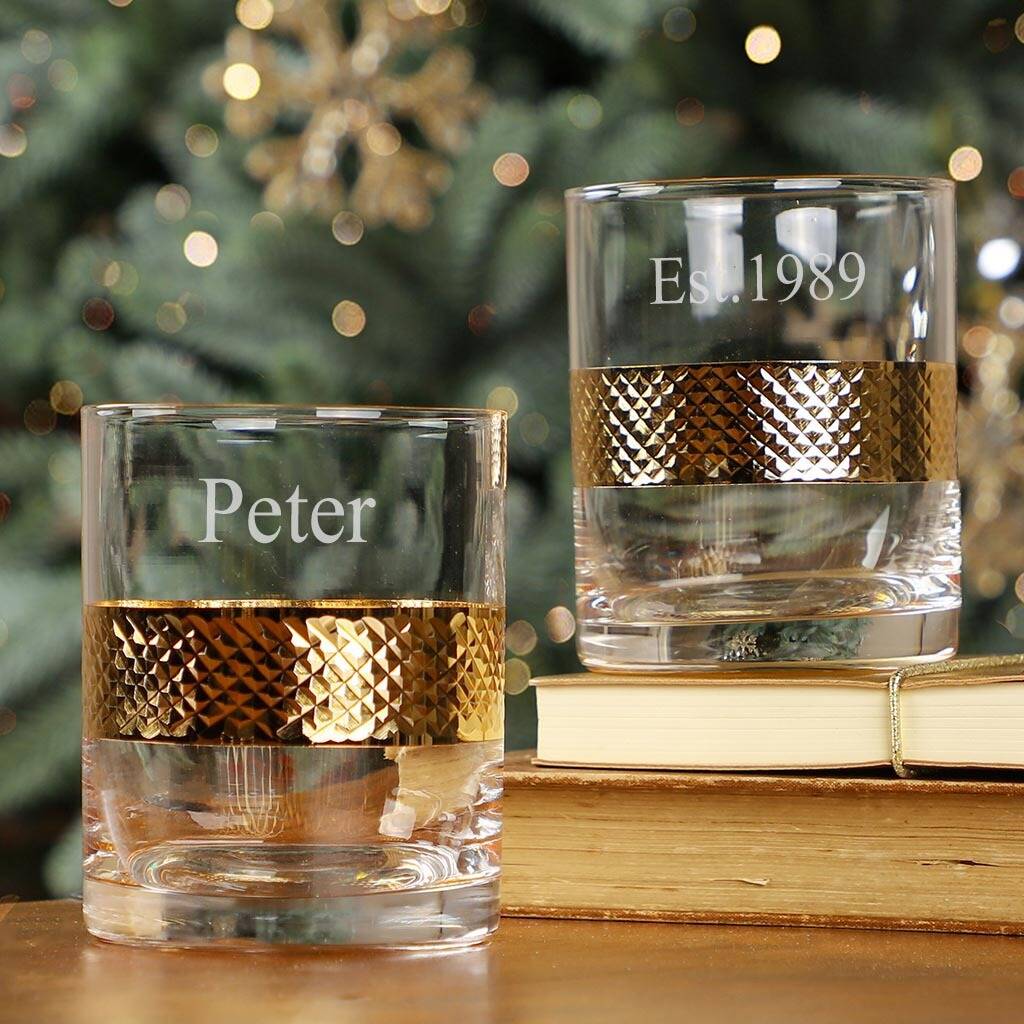 Luxury Personalised Gold Diamond Tumblers Gift Set By Dibor