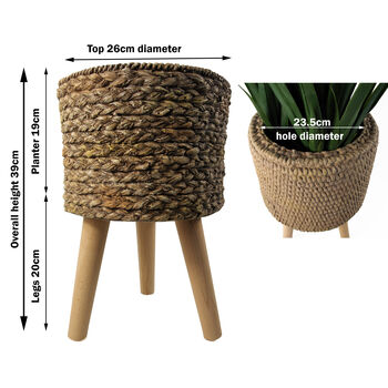 Woven Effect Composite Planter With Stand, 5 of 6