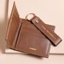 Personalised Men's Leather Wallet And Keyring Gift Set In Tan, thumbnail 3 of 4