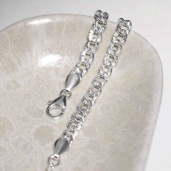 Sterling Silver Hammered Cuban Bracelet, 3 of 7