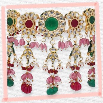 Green And Pink Choker Necklace Set, 2 of 3
