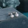 Genuine Pearl And Cz Stud Earrings In Sterling Silver, thumbnail 7 of 12