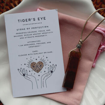 Adjustable Tigers Eye Pendant Necklace With Gift Bag, 3 of 5