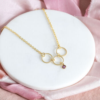 30th Birthday Gold Plated Circles Birthstone Necklace, 5 of 10
