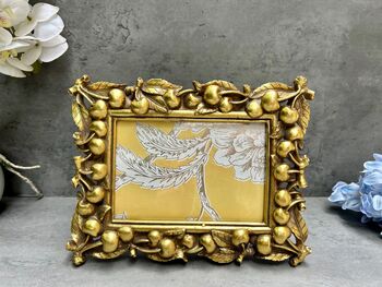 Gold Ornate 6x4 Picture Gold Frame With Cherry Design, 8 of 8