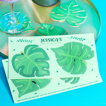 Personalised Set Of Cheese Plant Coasters, 2 of 3