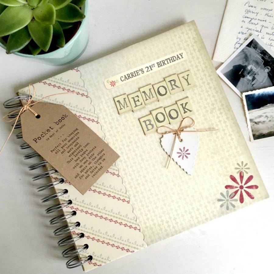 personalised 'memories' keepsake album in gift box by the little