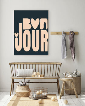 Bonjour, French Typography Art Print, 2 of 3