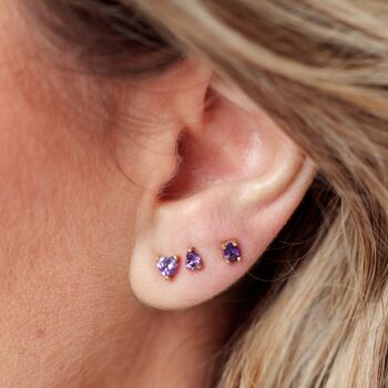 Violet Set Of Three Stud Earrings, 2 of 6