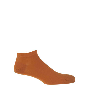 Oxford Stripe Navy And Classic Orange Men's Trainer Socks, 5 of 6