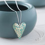 Jade Green And Gold Colour Print Heart Pendant Necklace, thumbnail 1 of 3