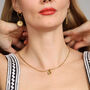 Vintage White Dove Red Roses Peace Necklace, thumbnail 2 of 12
