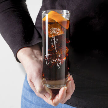 Personalised Birth Flower Glass Birthday Gift For Wife Mum, 5 of 7