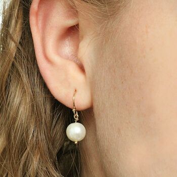 Silver Ivory Fresh Water Pearl Drop Earrings, 2 of 3