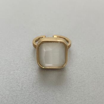 18k Gold Plated Ring With Statement White Stone, 2 of 2