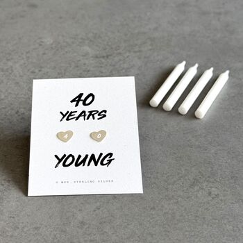 40th Birthday Sterling Silver Heart Earrings, 2 of 4