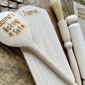 Personalised Childrens Wooden Baking Set, 5 of 5