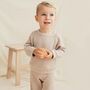 Children's Taupe Knitted Two Piece Lounge Set, thumbnail 2 of 6