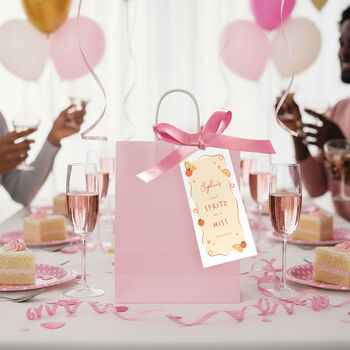 Last Spritz As A Miss Hen Party Ribbon Tag With Gift Bag, 2 of 12
