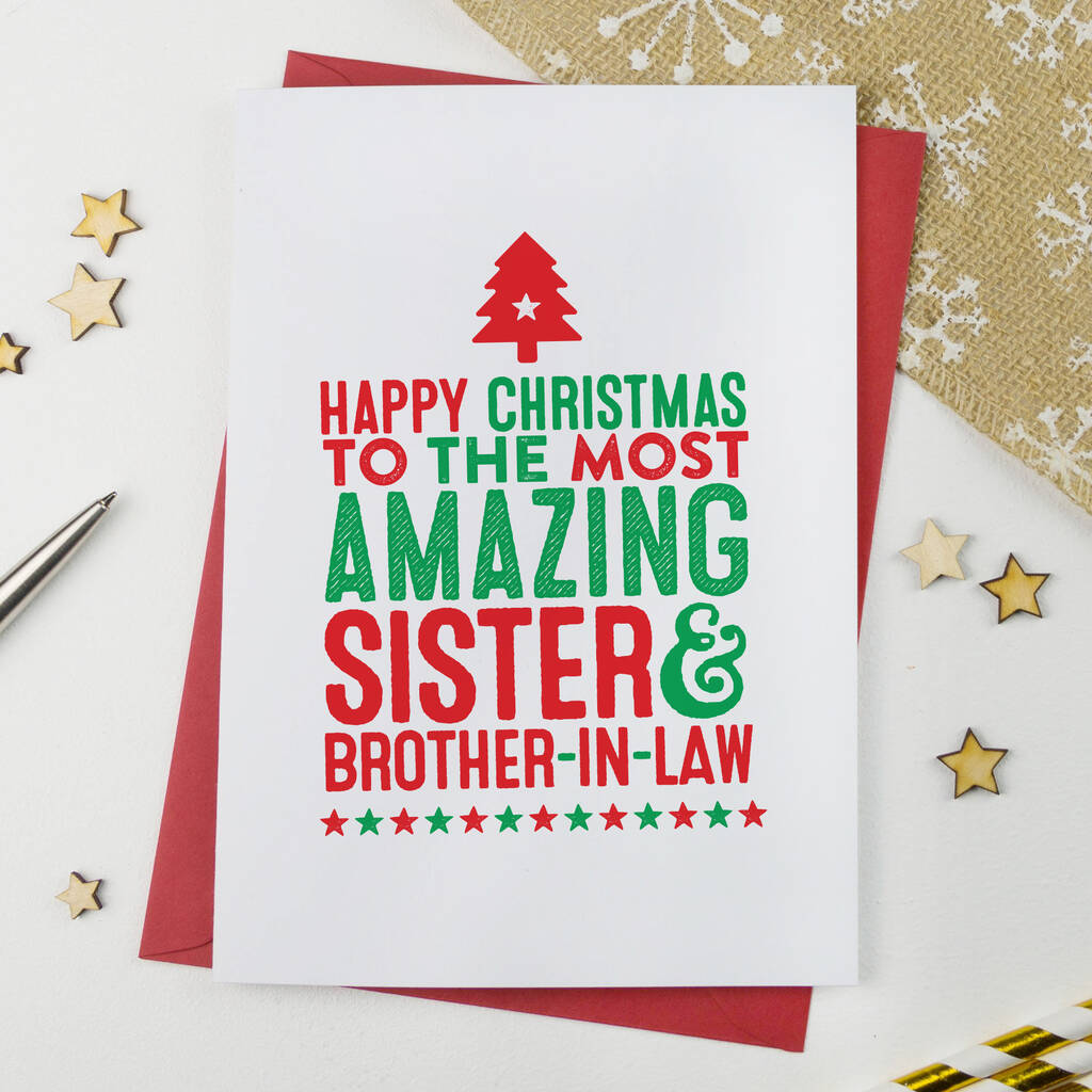 Amazing Sister + Brother In Law Christmas Card By A is for Alphabet