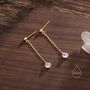 Moonstone With Chain Dangle Stud Earrings, thumbnail 3 of 12