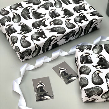 Badger Watercolour Wrapping Paper, 3 of 10