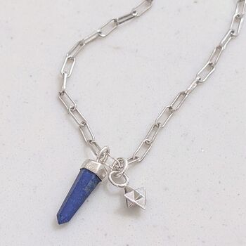 The En Pointe Duo Lapis Lazuli Necklace, Silver, 3 of 8