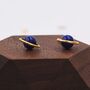 Sterling Silver 'Blue Planet' Saturn Planet Halo Stud Earrings With Lapis Lazuli Gemstone, thumbnail 6 of 12