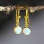 Tiny Gold Opal Earrings Dainty Everyday White Opal Jewelry For Women | October Birthstone Gift, thumbnail 1 of 9