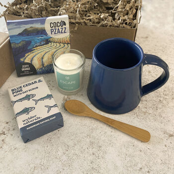 Escape Mug, Candle And Chocolate Natural Gift Set, 2 of 7