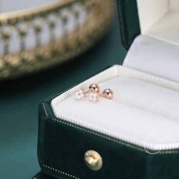 Tiny Hydrangea Flower Inspired Screw Back Earrings In Sterling Silver, 2 of 12