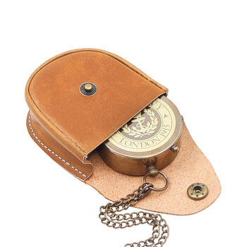 Royal Navy Compass With Wooden Box Or Leather Case, 10 of 10