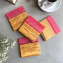 Olive Wood And Pink Resin Drinks Coaster Set, thumbnail 3 of 9