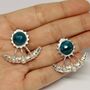 Blue Apatite Pearl Silver Earrings, thumbnail 3 of 7