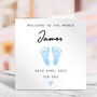 Personalised New Baby Boy Footprints Card, thumbnail 2 of 2