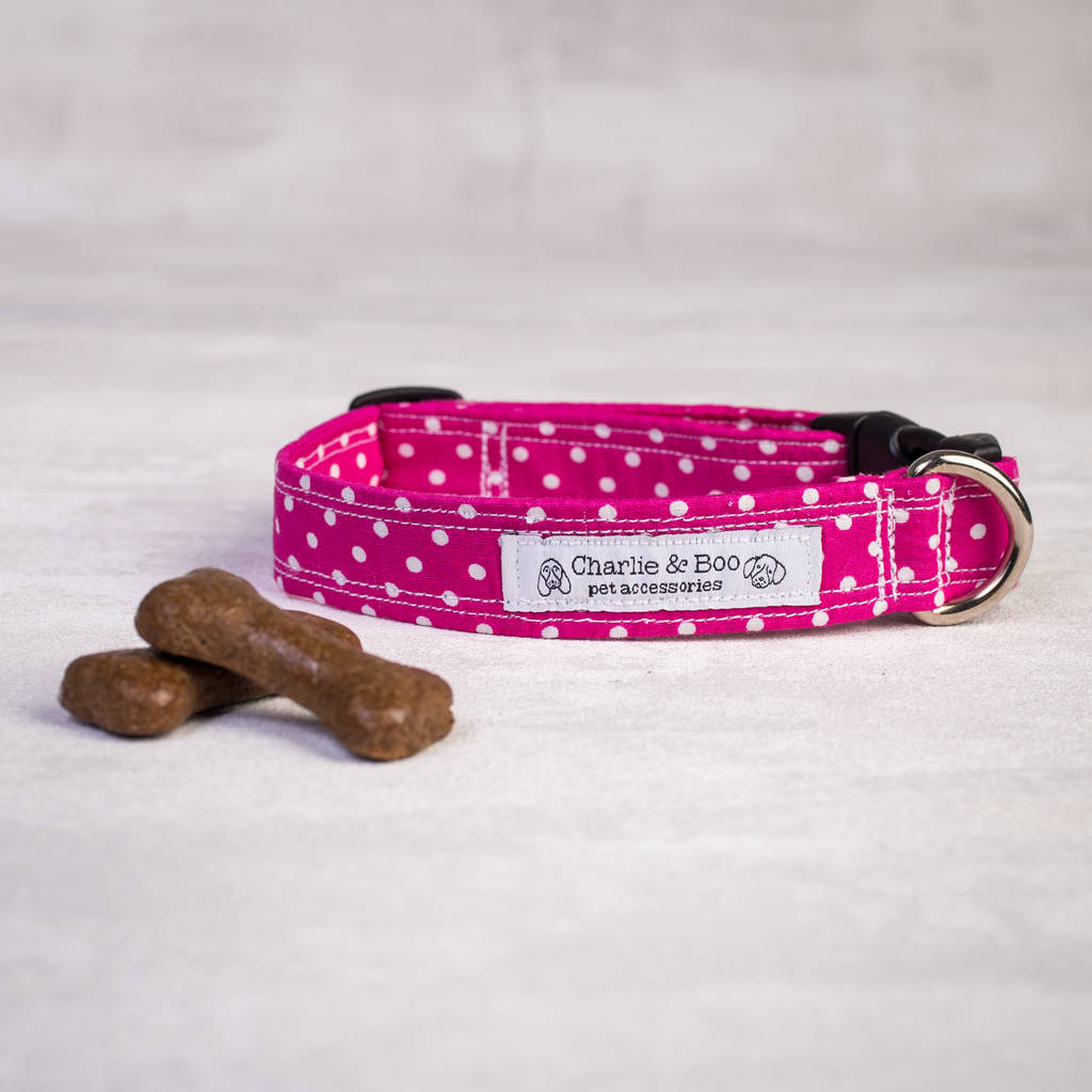 pink dog collar and lead/leash set by charlie and boo