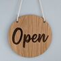 Open Closed Two Side Shop Sign Door Oak Wood Acrylic, thumbnail 1 of 11