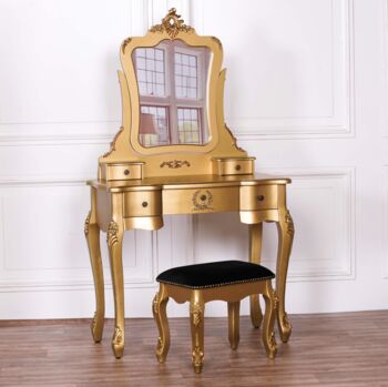 French Antique Dressing Table In White , Gold Or Cream, 8 of 10