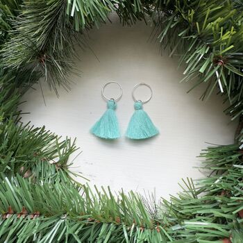 Sterling Silver Hoop Earrings Adorned With Tassels, 4 of 9