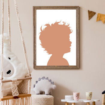 Childs Portrait For Nursery Playroom Silhouette Custom Art Print, 3 of 8