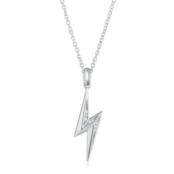 Sparkling Lightning Bolt Necklace With Slider Clasp, 7 of 8